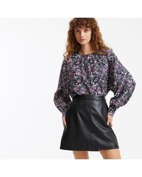 La Redoute - Blusa con cuello redondo y estampado gráfico, manga larga - Lyst