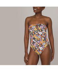 La Redoute - Bañador de una pieza corte bustier con estampado de flores - Lyst