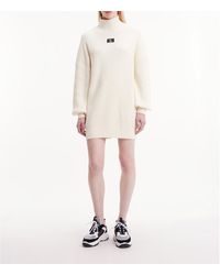 Calvin Klein - Vestido jersey de punto, corto, manga larga - Lyst