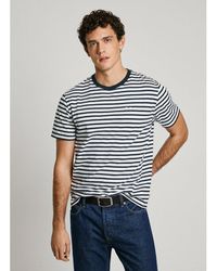 Pepe Jeans - Camiseta de punto a rayas con cuello redondo - Lyst