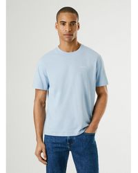 Pepe Jeans - Camiseta con logo bordado y cuello redondo - Lyst