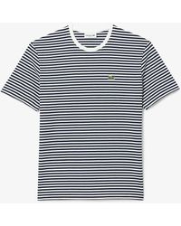 Lacoste - Camiseta rayas pesadas algodón azul marino y blanco - Lyst