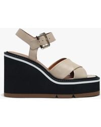 Robert Clergerie Alive Beige Leather Criss Cross Wedge Sandals - Multicolour