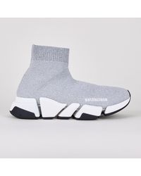 Balenciaga - Speed 2.0 Lt Silver Sock Sneakers - Lyst