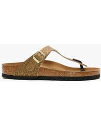 birkenstock gizeh leopard gold
