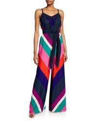 Trina Turk Remote Chevron Striped Sleeveless Jumpsuit - Multicolor
