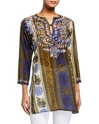 Raj Evangeline Embroidered Tunic - Blue