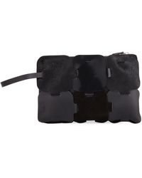Paco Rabanne Element Dragonne Leather Pouch Bag - Black