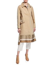 Burberry Silk Scarf-trim Gabardine Car Coat - Natural