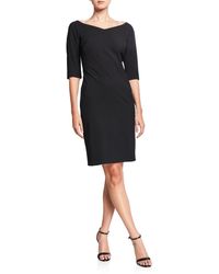 Lafayette 148 New York Alexia Half-sleeve Knit Sheath Dress - Black