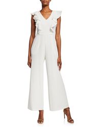 Julia Jordan Ruffle Sleeve Wide Leg Jumpsuit - White