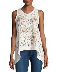 Pascal Millet Sleeveless Embroidered Paillette Floral-lace Blouse - White