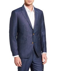 Neiman Marcus Men's Pinstripe Wool/linen Two-piece Suit - Blue