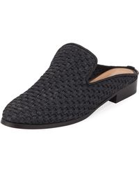 Robert Clergerie Alice Raffia Slide Mule - Black