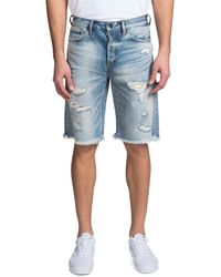 PRPS Men's Shredded Denim Shorts - Blue
