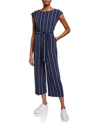 Karl Lagerfeld Stripe Cropped Jumpsuit - Blue
