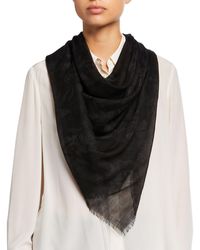 Valentino Camu Butterfly-print Cashmere/silk Scarf - Black