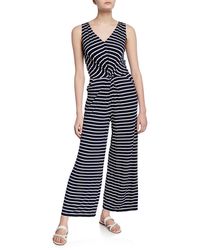 Max Studio Striped Twist-front Jumpsuit - Blue