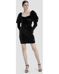 Lattelier Leg-of-mutton Velvet Dress - Black