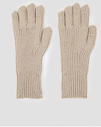 Lattelier Solid Rib-knit Touchscreen Gloves - Natural