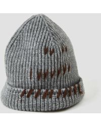 Lattelier Crafted Color Yarn Rib-knit Hat - Gray
