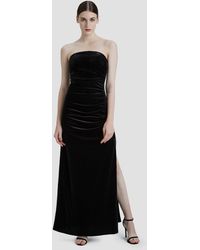 Lattelier Strapless Velvet Evening Gown - Black