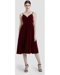 Lattelier Velvet Midi Dress - Red