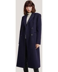 Lattelier Double Breasted Long Wool-cashmere Coat - Blue
