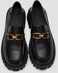 Lattelier Leather Loafers With Chain - Black