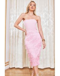 lavish alice deep plunge peplum midi dress