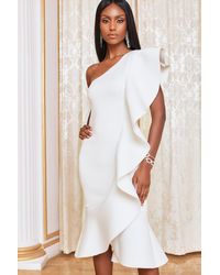 lavish alice deep plunge peplum midi dress