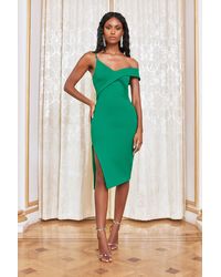 lavish alice deep plunge peplum midi dress