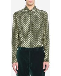 Gucci - Silk Shirt With Horsebit Print - Lyst