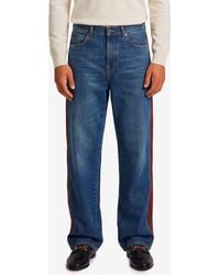 Gucci - Cotton Denim Trousers With Web Insert - Lyst