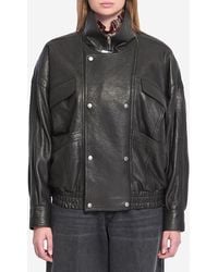 Saint Laurent - Leather Bomber Jacket - Lyst