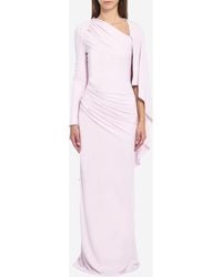 Self-Portrait - Jersey Drape Midi Dress - Lyst