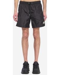 Moncler - Swim Shorts With A Logo Patch - Lyst