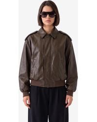 SUTTON NEW YORK - Laminated Faux Leather Bomber Jacket - Lyst
