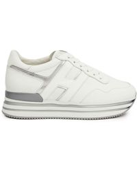 Hogan Leather Midi Platform White Sneakers - Save 10% | Lyst