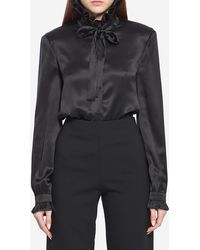 Gucci - Silk Satin Shirt With Bow - Lyst