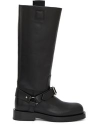 Burberry - Leather Ekd Saddle Boots - Lyst