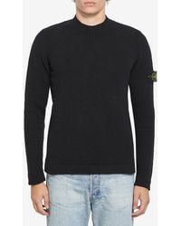 Stone Island - Crew Neck Sweater With Brushed Texture - Lyst