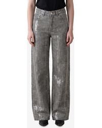 FEDERICA TOSI - Jeans With Sequin Embroidery - Lyst