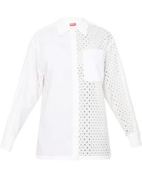 KENZO - Broderie Anglaise Cotton Shirt - Lyst