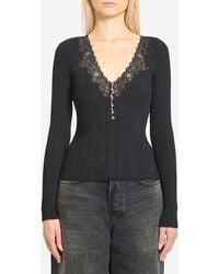 Self-Portrait - Lace Trim Knit Top - Lyst