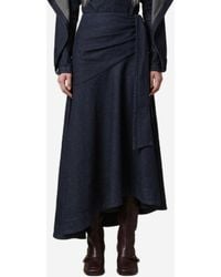 Zimmermann - Maxi Denim Skirt With Draping - Lyst