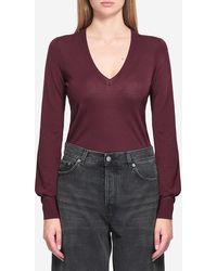 Saint Laurent - Pullover Con Scollo A V - Lyst