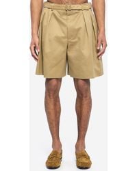 Saint Laurent - Cotton Drill Shorts With Belt - Lyst
