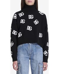 Dolce & Gabbana - Turtleneck Sweater With Dg Logo - Lyst