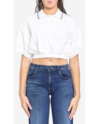 Alexander Wang - Cropped Cotton Polo Shirt - Lyst